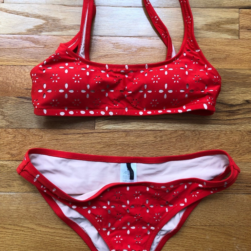 J. Crew laser cut bikini- Orange